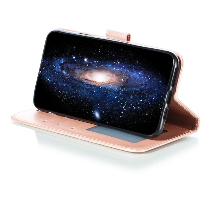 Imprinted Sun Mandala Flower Pattern Leather Wallet Shell for iPhone 11 Pro Max 6.5 inch (2019) - Rose Gold - 6
