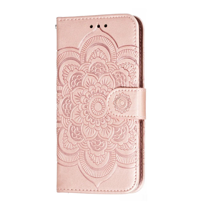 Imprinted Sun Mandala Flower Pattern Leather Wallet Phone Case for iPhone 11 Pro 5.8 inch (2019) - Rose - 3