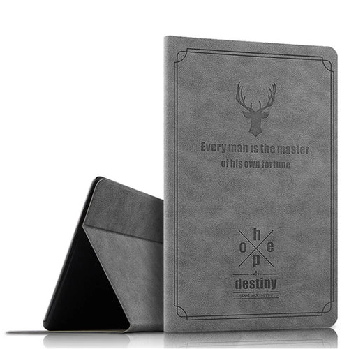 Deer Pattern PU Leather PC Stand Tablet Cover Shell for iPad 9.7-inch (2018) - Grey - 1