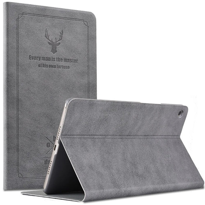 Deer Pattern PU Leather PC Stand Tablet Cover Shell for iPad Air 2 - Grey - 3