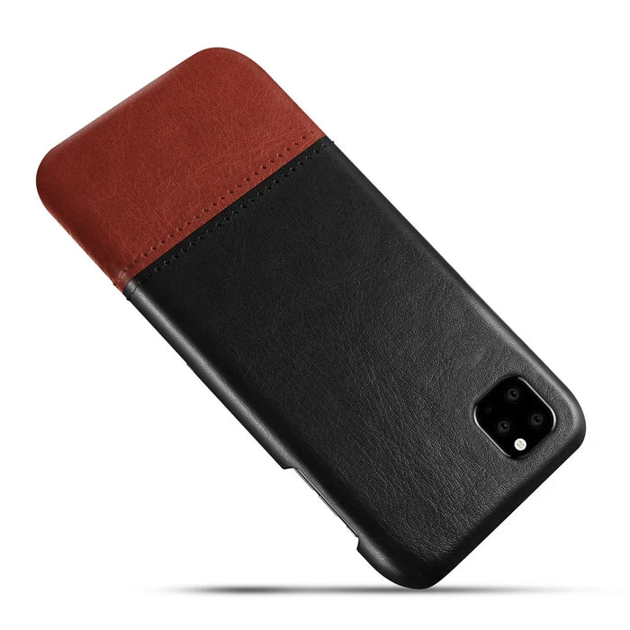 Bi-color PC + PU Leather Protective Phone Shell Case for iPhone 11 Pro 5.8 inch (2019) - Black / Dark Brown - 3