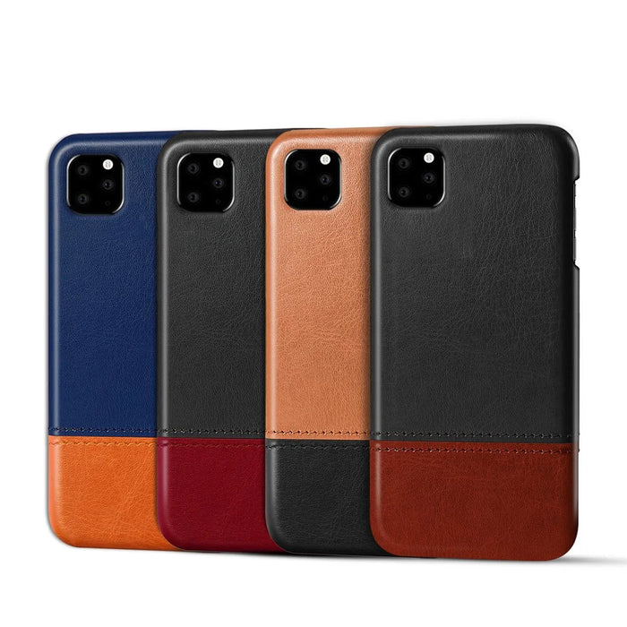 Bi-color PC + PU Leather Protective Phone Shell Case for iPhone 11 Pro 5.8 inch (2019) - Black / Dark Brown - 6