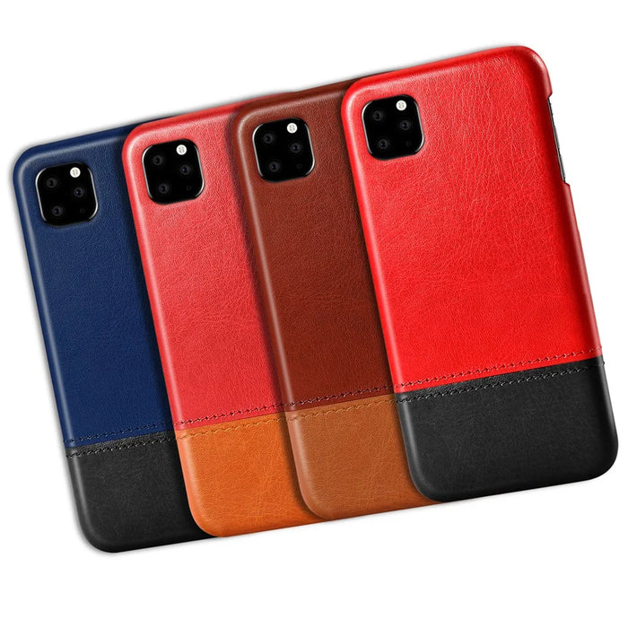Bi-color PC + PU Leather Protective Phone Shell Case for iPhone 11 Pro 5.8 inch (2019) - Black / Dark Brown - 7
