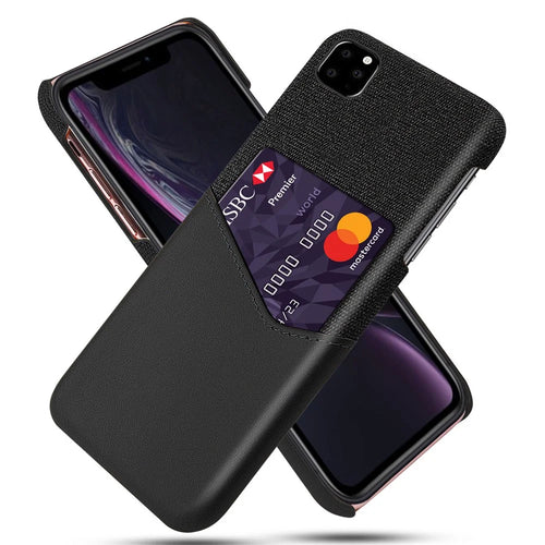 PC + PU + Cloth Hybrid Back Cover with Card Slot for iPhone 11 Pro 5.8 inch (2019) - Black - 1