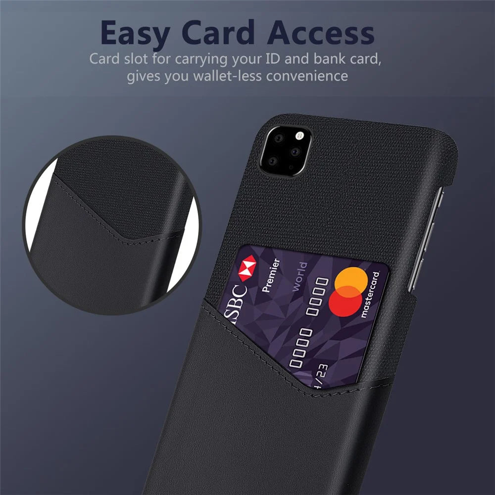 PC + PU + Cloth Hybrid Back Cover with Card Slot for iPhone 11 Pro 5.8 inch (2019) - Black - 3