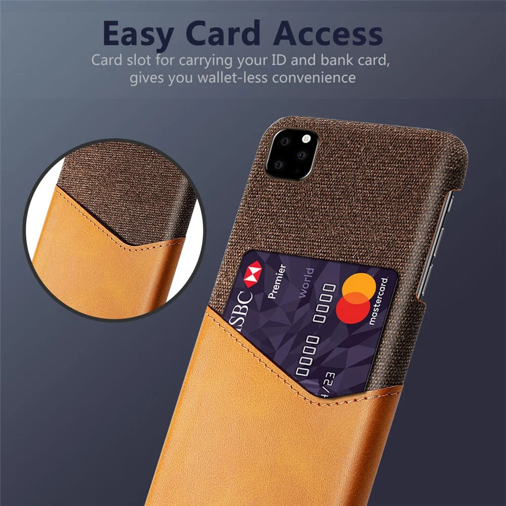 PC + PU + Cloth Hybrid Back Shell with Card Slot for iPhone 11 Pro Max 6.5 inch (2019) - Orange - 3