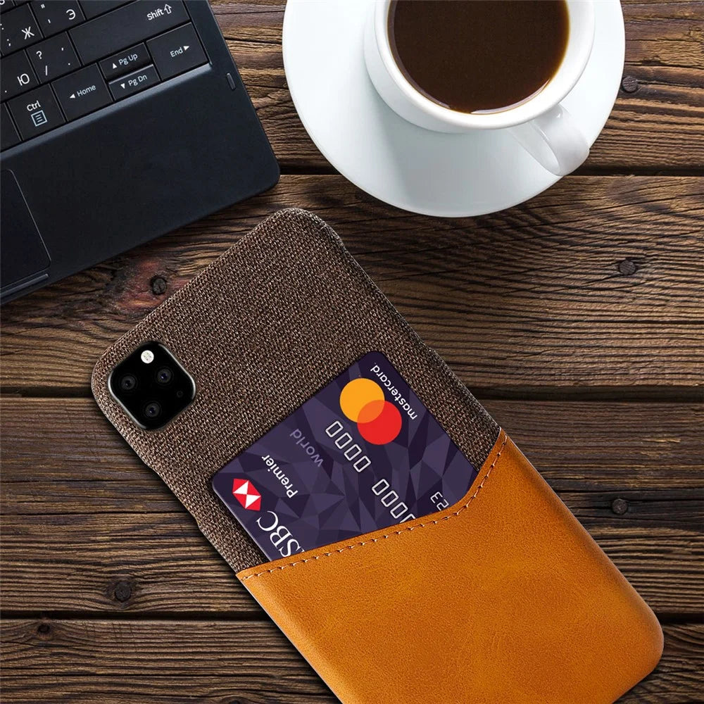 PC + PU + Cloth Hybrid Back Shell with Card Slot for iPhone 11 Pro Max 6.5 inch (2019) - Orange - 4