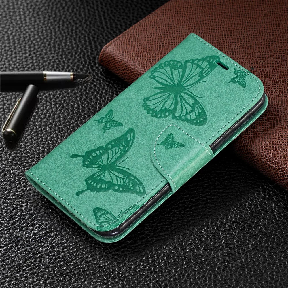 Imprint Butterfly Leather Wallet Case for iPhone 11 Pro 5.8 inch (2019) - Green - 7