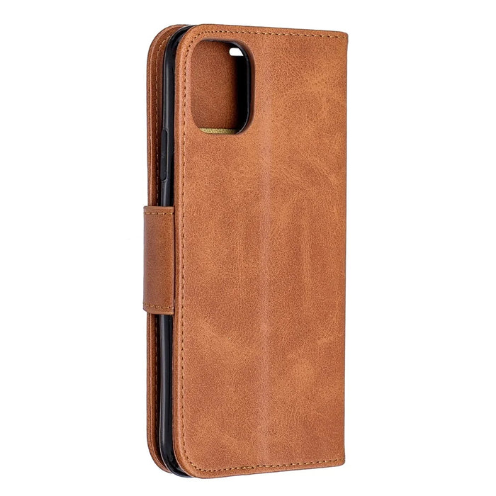 Solid Color PU Leather Wallet Stand Phone Shell for iPhone 11 6.1 inch (2019) - Brown - 3