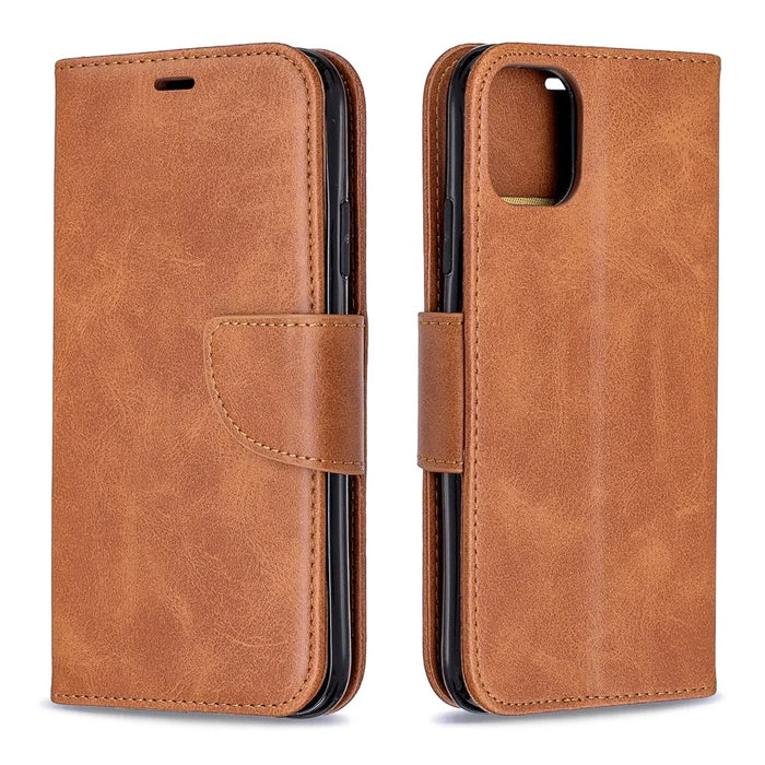 Solid Color PU Leather Wallet Stand Phone Shell for iPhone 11 6.1 inch (2019) - Brown - 4