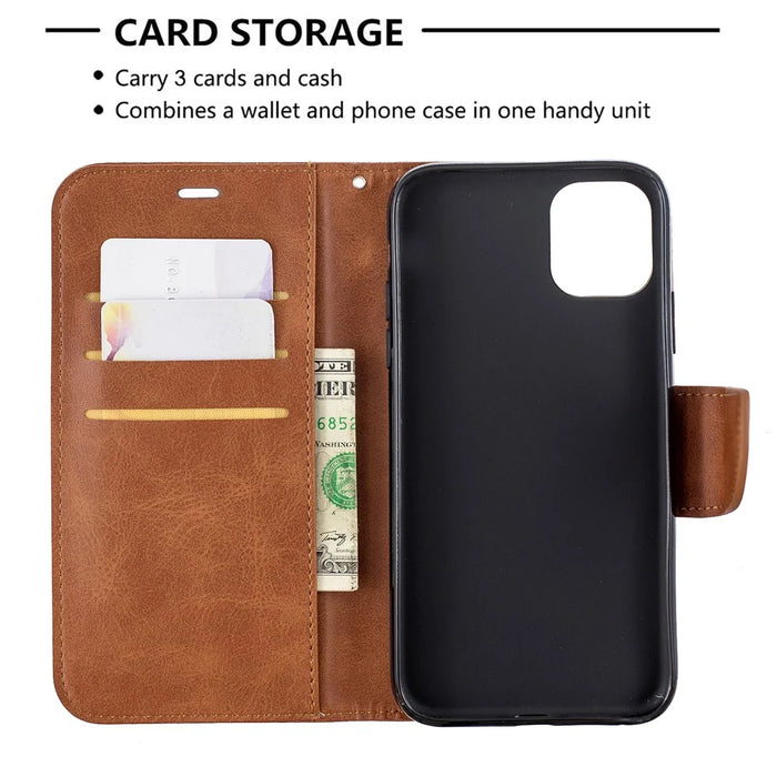 Solid Color PU Leather Wallet Stand Phone Shell for iPhone 11 6.1 inch (2019) - Brown - 6