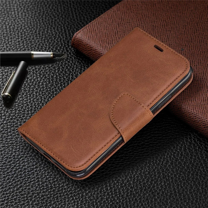 Solid Color PU Leather Wallet Stand Phone Shell for iPhone 11 6.1 inch (2019) - Brown - 7
