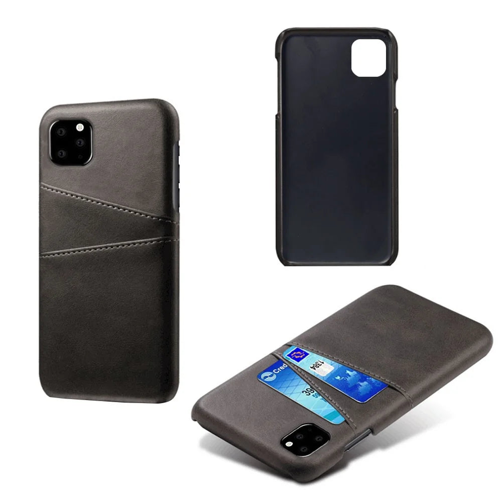 Double Card Slots PU Leather Coated PC Case for iPhone 11 Pro Max 6.5 inch (2019) - Black - 2