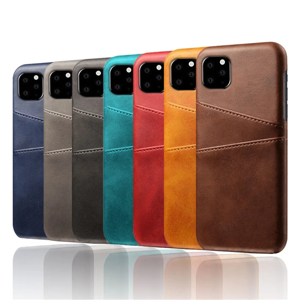 Double Card Slots PU Leather Coated PC Case for iPhone 11 Pro Max 6.5 inch (2019) - Black - 6