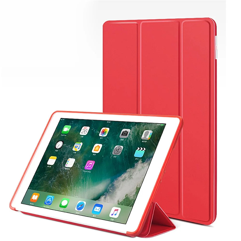Nappa Skin PU Leather + TPU Tri-fold Stand Tablet Shell Case for iPad mini (2019) 7.9 inch / iPad mini 4 - Red - 4