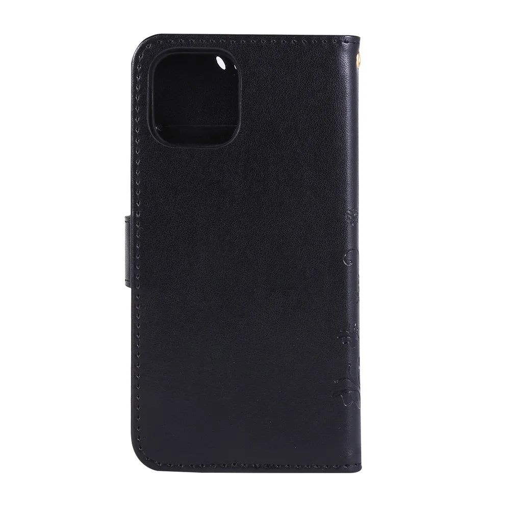 Imprint Butterfly Flowers Leather Mobile Phone Shell for iPhone 11 Pro Max 6.5 inch (2019) - Black - 5