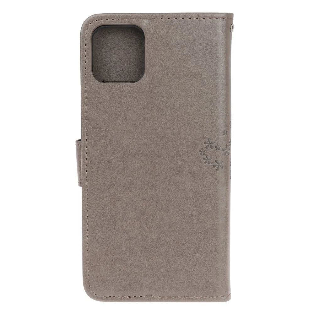 Imprint Tree Owl Leather Wallet Case for iPhone 11 6.1 inch (2019) - Grey - 4