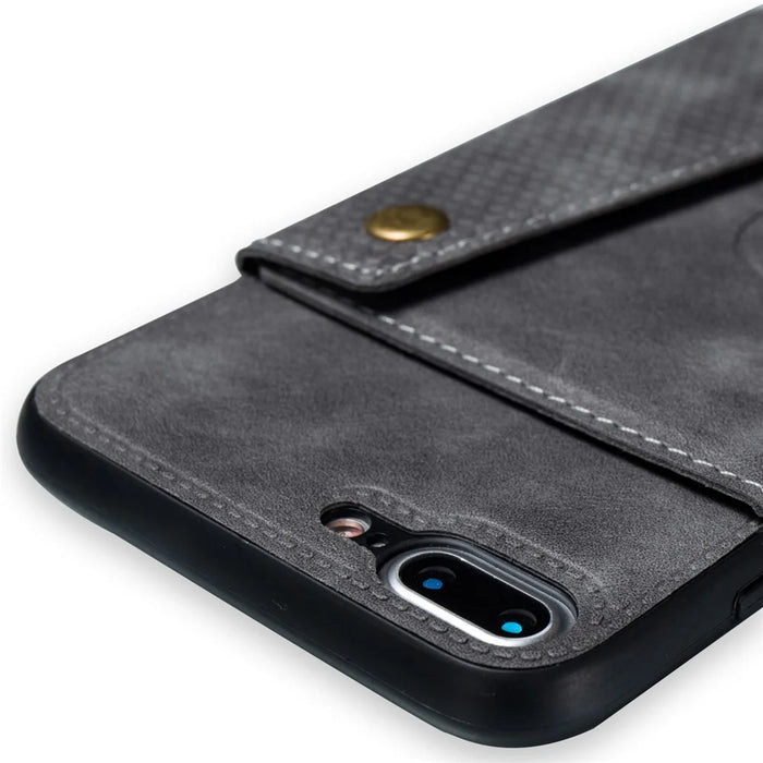 PU Leather Card Holder Magnetic Phone Case Cover for iPhone 8 Plus / 7 Plus 5.5 inch - Grey - 3