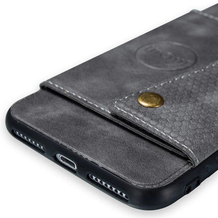 PU Leather Card Holder Magnetic Phone Case Cover for iPhone 8 Plus / 7 Plus 5.5 inch - Grey - 4