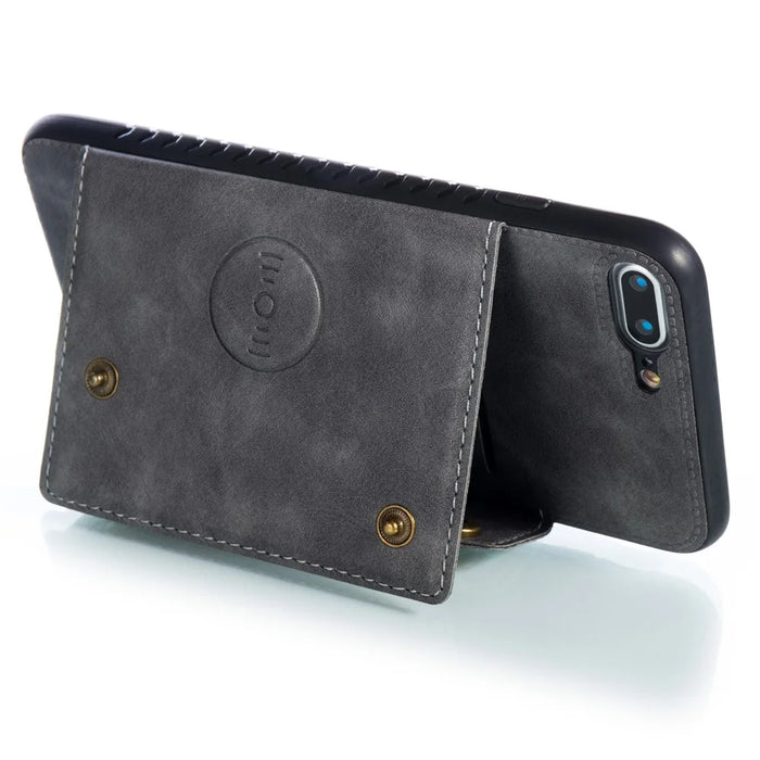 PU Leather Card Holder Magnetic Phone Case Cover for iPhone 8 Plus / 7 Plus 5.5 inch - Grey - 5