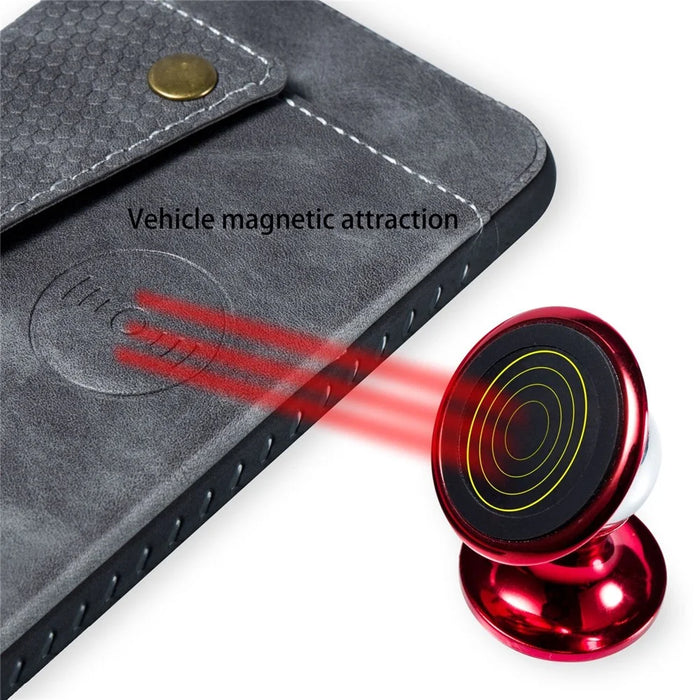 PU Leather Card Holder Magnetic Phone Case Cover for iPhone 8 Plus / 7 Plus 5.5 inch - Grey - 7