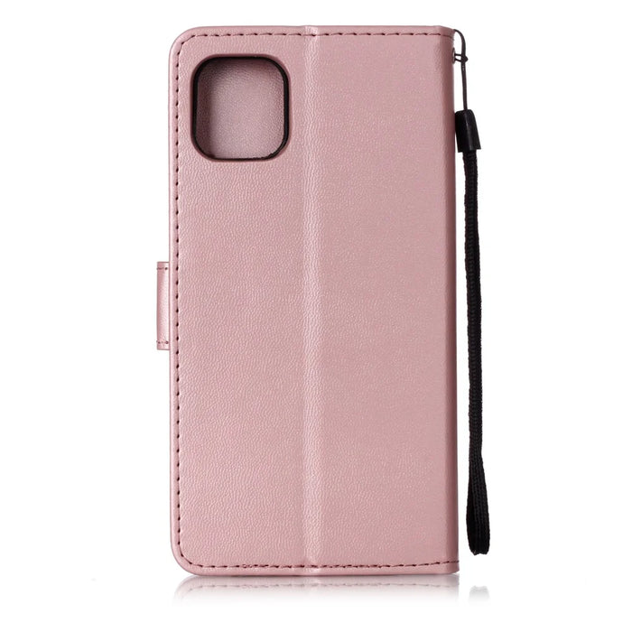 Solid Color Leather Wallet Stand Phone Case Cover for iPhone 11 6.1-inch (2019) - Rose Gold - 2