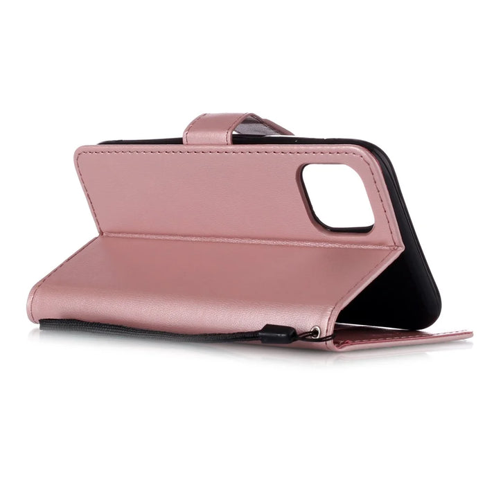 Solid Color Leather Wallet Stand Phone Case Cover for iPhone 11 6.1-inch (2019) - Rose Gold - 4