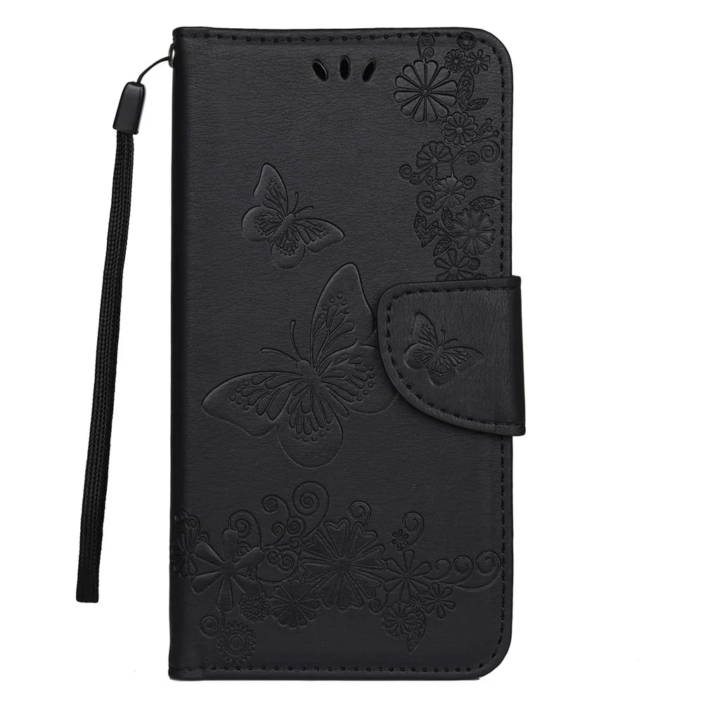 Imprint Butterfly Flower Leather Wallet Case for iPhone 11 Pro 5.8 inch (2019) - Black - 2
