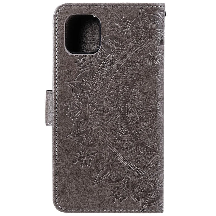 Imprint Flower Leather Wallet Stand Case for iPhone 11 Pro Max 6.5 inch (2019) - Grey - 3