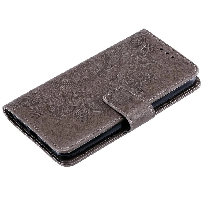 Imprint Flower Leather Wallet Stand Case for iPhone 11 Pro Max 6.5 inch (2019) - Grey - 5