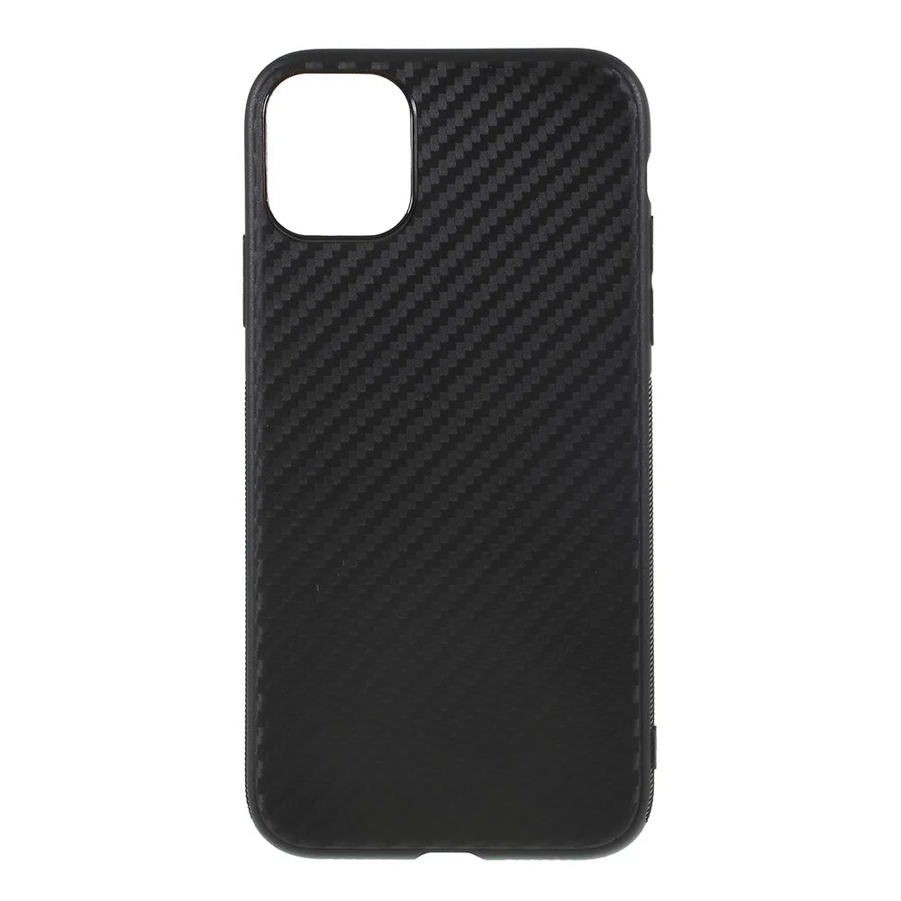 Carbon Fiber TPU Mobile Phone Shell Case for iPhone 11 6.1 inch (2019) - Black - 1
