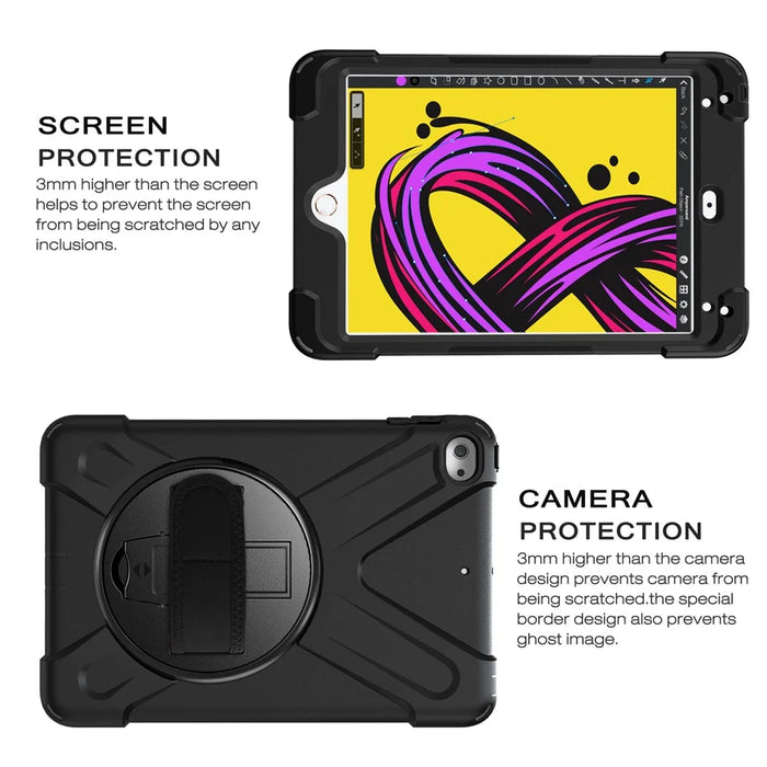 X-Shape PC + TPU Rotary Kickstand Cover with Handstrap for iPad mini (2019) 7.9 inch / mini 4 - Black - 3
