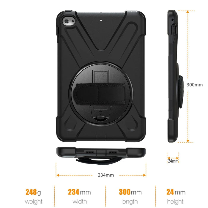 X-Shape PC + TPU Rotary Kickstand Cover with Handstrap for iPad mini (2019) 7.9 inch / mini 4 - Black - 5