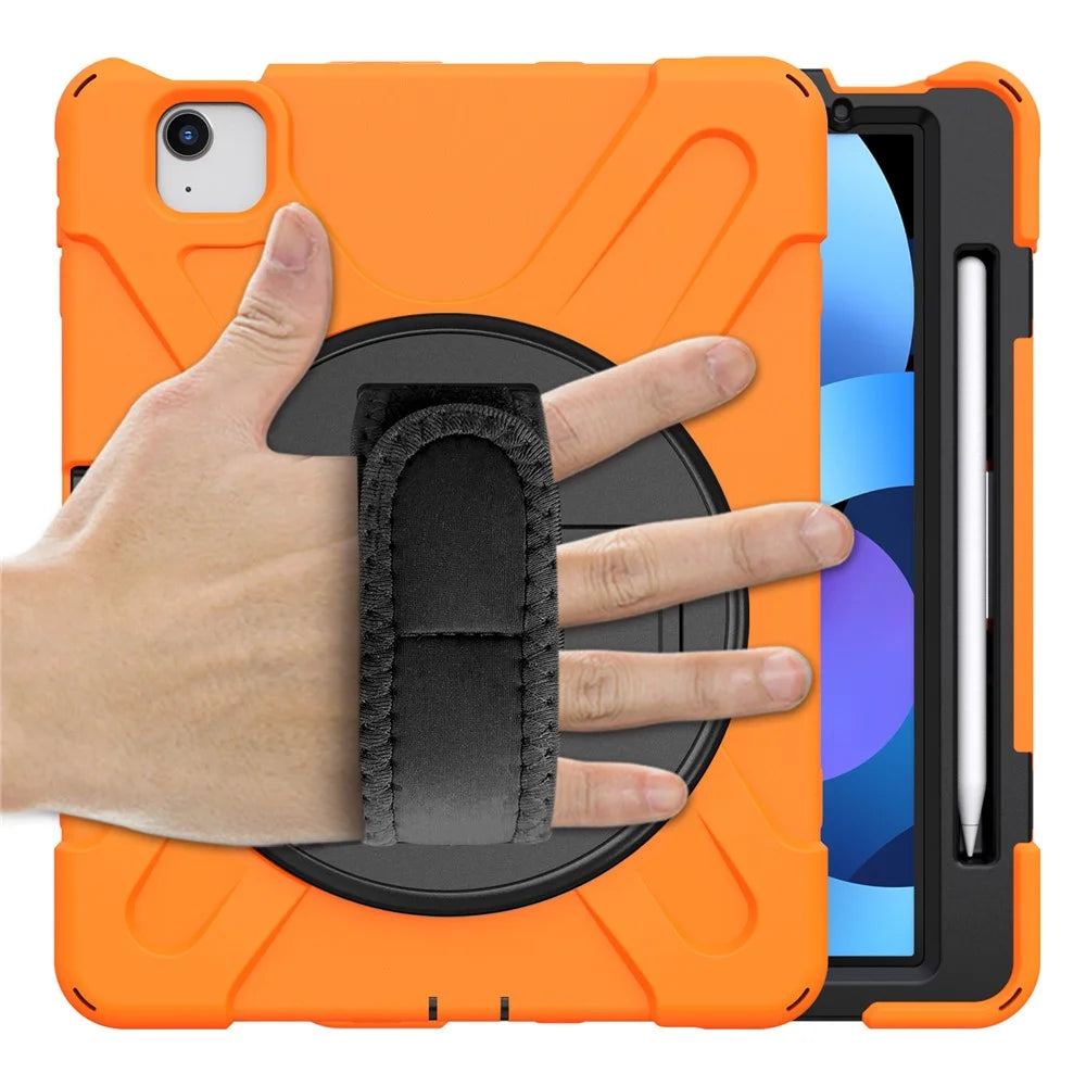 360° Swivel PC + Silicone Combo Kickstand Tablet Shell for iPad Air (2020) / Air (2022) / Pro 11-inch (2022) / (2021) / (2020) / (2018) - Orange - 2