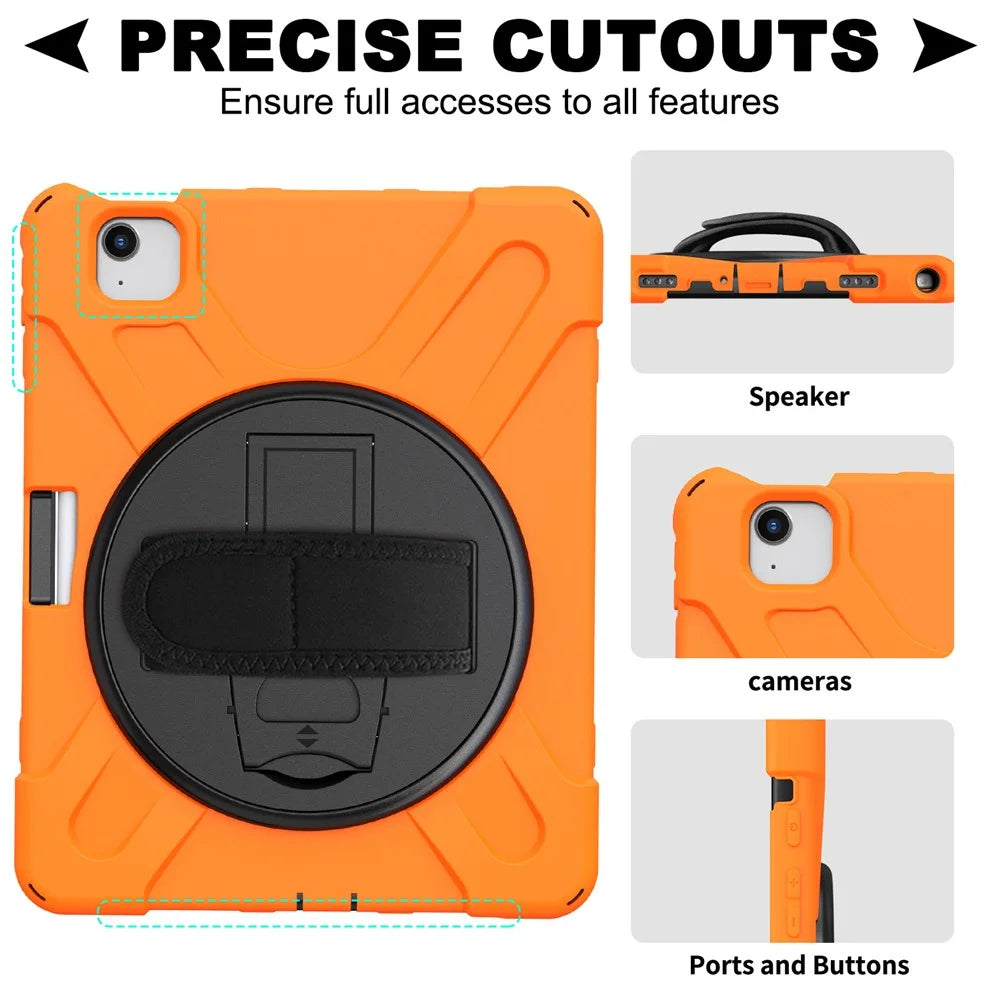 360° Swivel PC + Silicone Combo Kickstand Tablet Shell for iPad Air (2020) / Air (2022) / Pro 11-inch (2022) / (2021) / (2020) / (2018) - Orange - 6