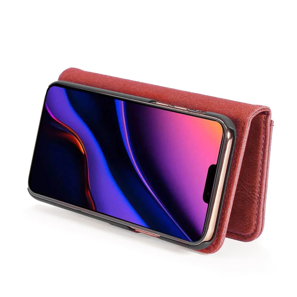 DG.MING For iPhone 11 Pro 5.8 inch (2019) Wallet Phone Case Detachable 2-in-1 Split Leather Protective Cover - Wine Red - 7