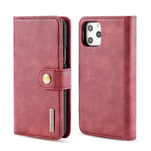 DG.MING For iPhone 11 Pro Max 6.5 inch (2019) Leather Case with Stand Covering - Wine Red - 2