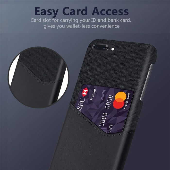 Cloth + PU Leather PC Phone Case with Card Slot for iPhone 8 / 7 Plus 5.5 inch - Black - 4