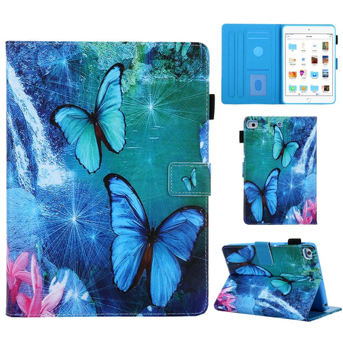 Pattern Printing Leather Stand Tablet Protection Case Cover for iPad mini (2019) 7.9 inch/4/3/2/1 - Blue Butterfly - 1