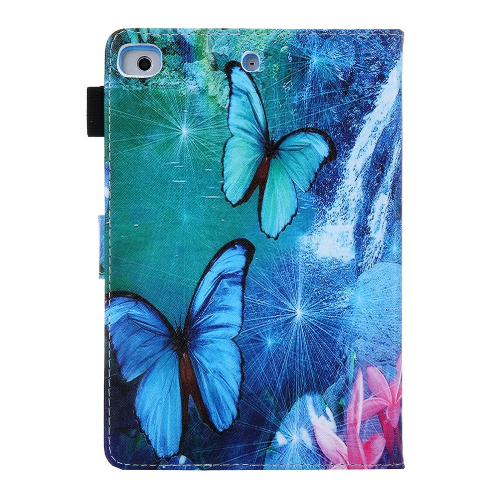 Pattern Printing Leather Stand Tablet Protection Case Cover for iPad mini (2019) 7.9 inch/4/3/2/1 - Blue Butterfly - 3