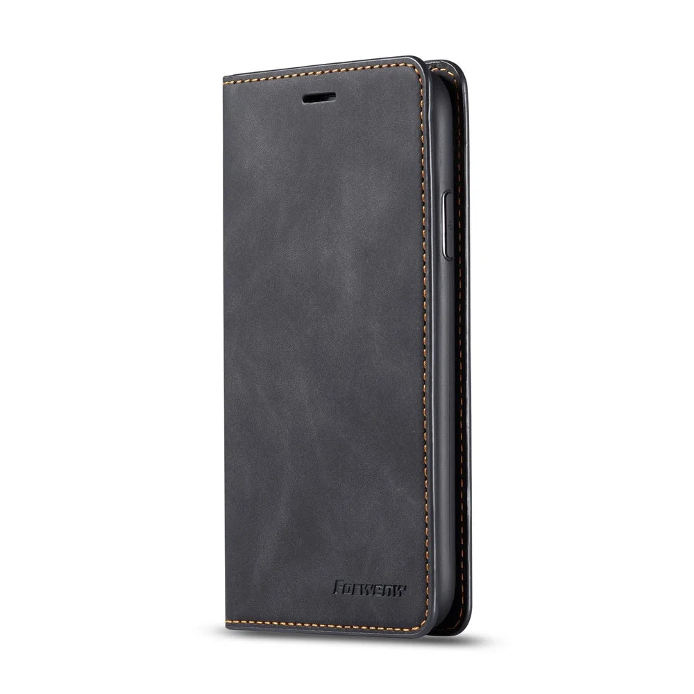 FORWENW Fantasy Series Silky Touch Leather Wallet Phone Case with Stand Covering for iPhone 11 6.1 inch (2019) - Black - 2