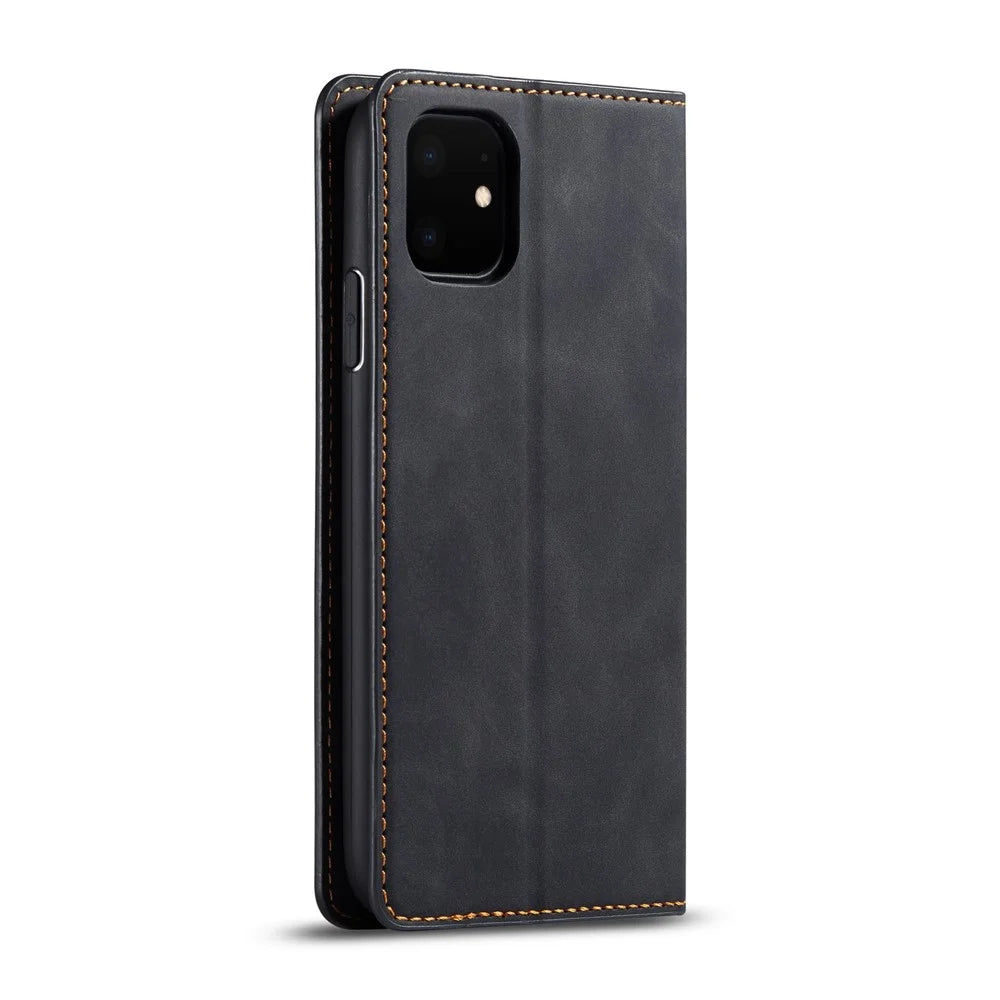 FORWENW Fantasy Series Silky Touch Leather Wallet Phone Case with Stand Covering for iPhone 11 6.1 inch (2019) - Black - 3