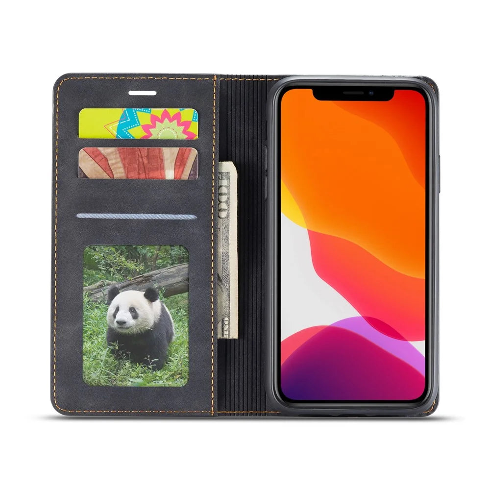 FORWENW Fantasy Series Silky Touch Leather Wallet Phone Case with Stand Covering for iPhone 11 6.1 inch (2019) - Black - 4