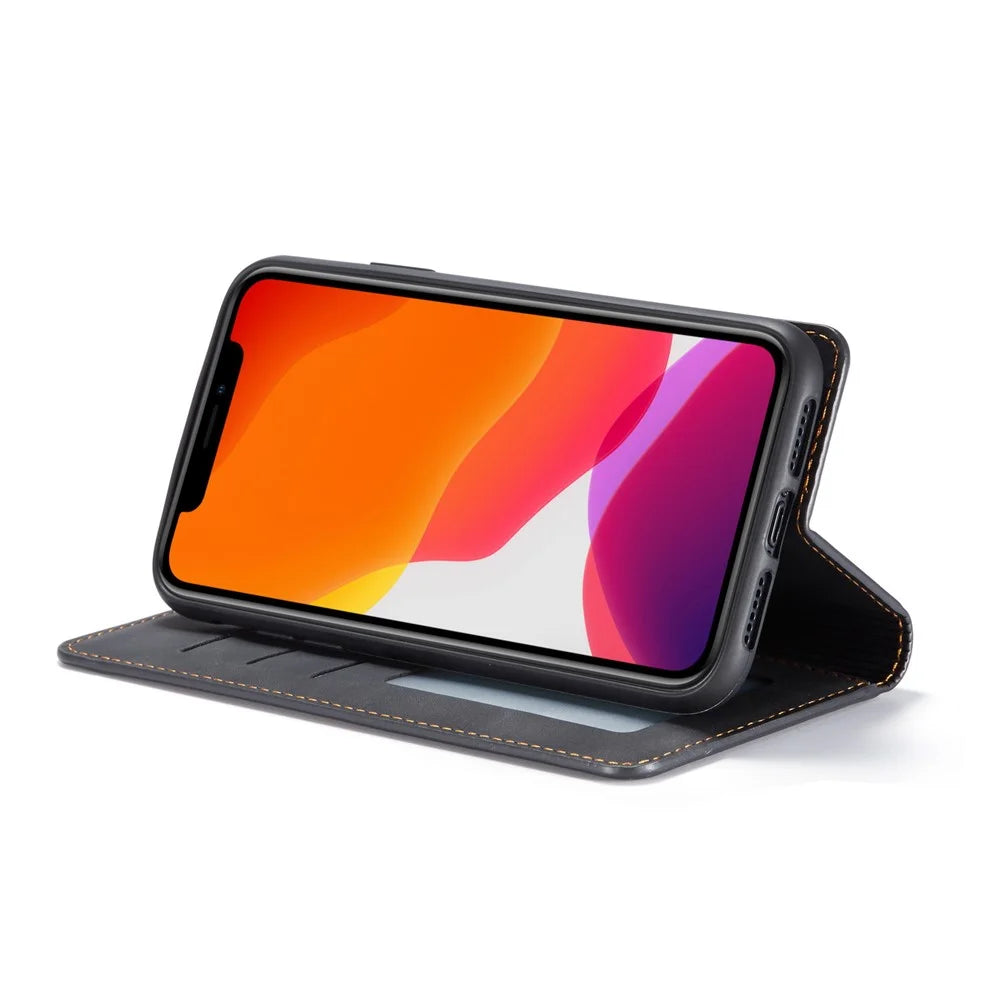 FORWENW Fantasy Series Silky Touch Leather Wallet Phone Case with Stand Covering for iPhone 11 6.1 inch (2019) - Black - 5