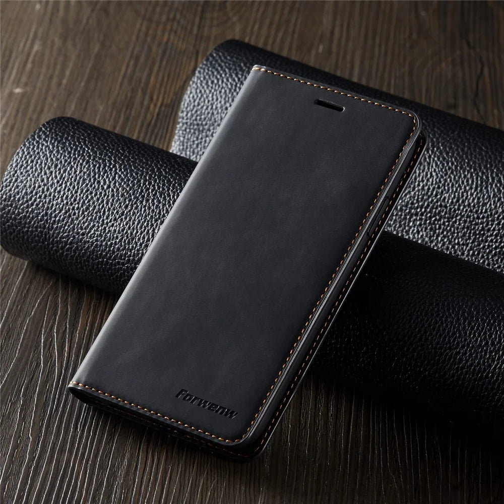 FORWENW Fantasy Series Silky Touch Leather Wallet Phone Case with Stand Covering for iPhone 11 6.1 inch (2019) - Black - 7
