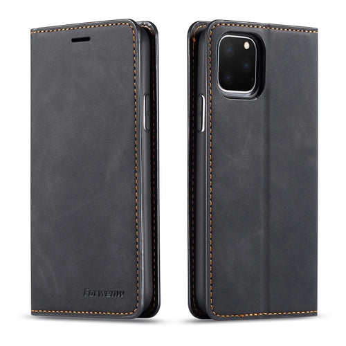 FORWENW Fantasy Series Silky Touch Leather Wallet Case for iApple iPhone 11 Pro Max 6.5 inch (2019) - Black - 1