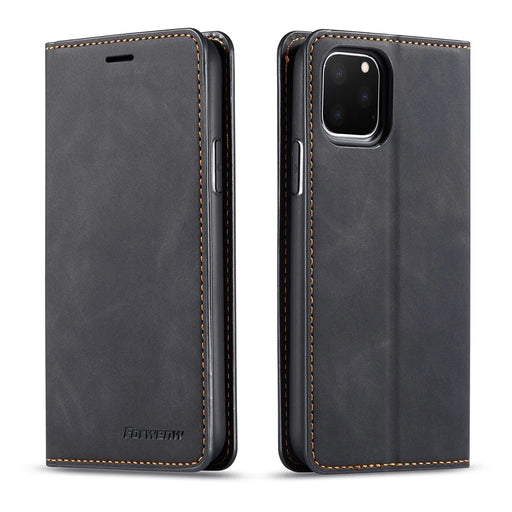 FORWENW Fantasy Series Silky Touch Leather Wallet Case for iApple iPhone 11 Pro Max 6.5 inch (2019) - Black - 1