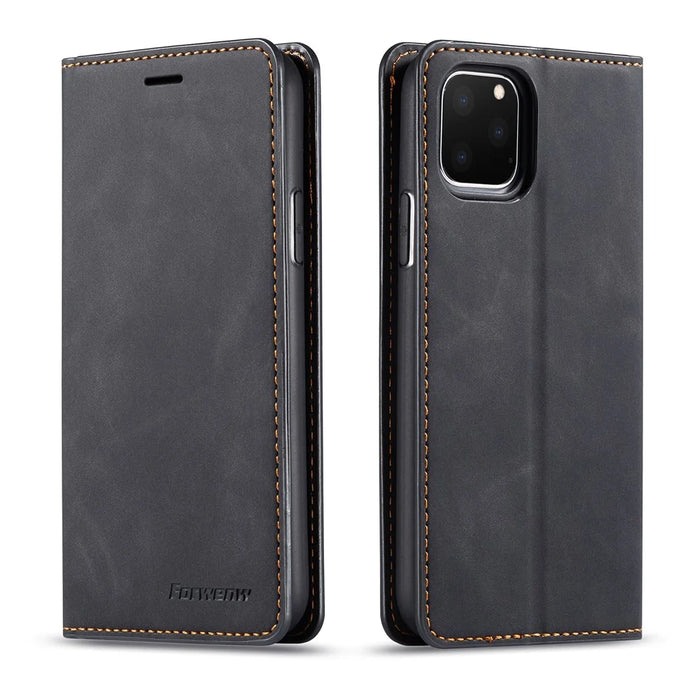 FORWENW Fantasy Series Silky Touch Leather Wallet Case for iApple iPhone 11 Pro Max 6.5 inch (2019) - Black - 1