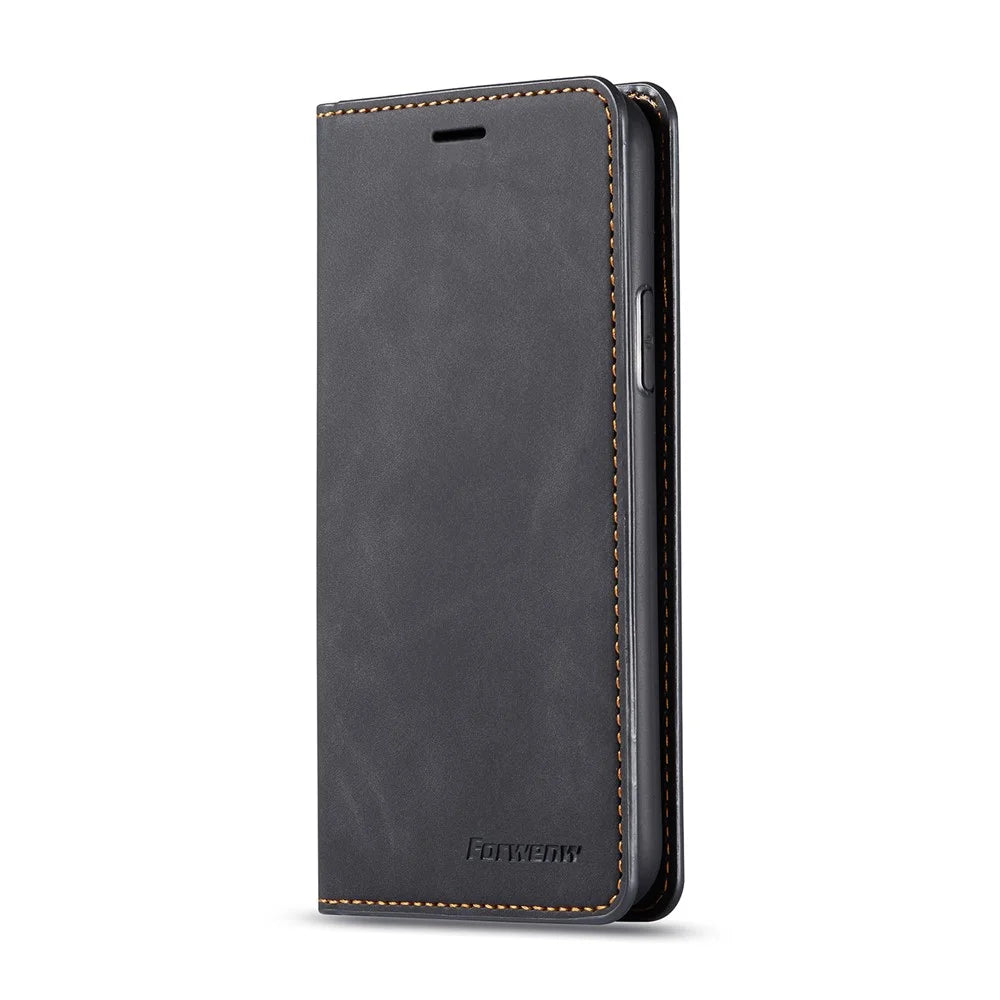 FORWENW Fantasy Series Silky Touch Leather Wallet Case for iApple iPhone 11 Pro Max 6.5 inch (2019) - Black - 2