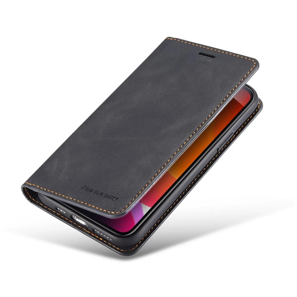 FORWENW Fantasy Series Silky Touch Leather Wallet Case for iApple iPhone 11 Pro Max 6.5 inch (2019) - Black - 6